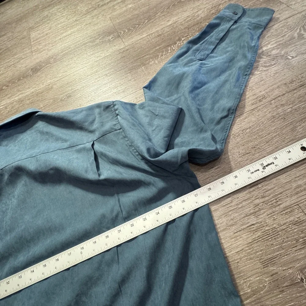 Vintage Brandini Shirt Mens XXL Blue Faux Suede Heritage Luxury Old Money Casual